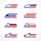 Blue red truck cargo logo vector design