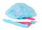 Blue, red and white medical surgical  non woven disposable caps isolated