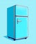 blue refrigerator isolated on blue background generative assistant generated by AI.