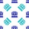 Blue Restaurant train icon isolated seamless pattern on white background. Vector