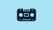 Blue Retro audio cassette tape icon isolated on blue background. 4K Video motion graphic animation