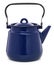 Blue retro enameled kettle on a white background