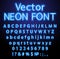Blue retro neon font luminous letter glow effect