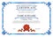 Blue ribbon border certificate for excellence performance with red stamp