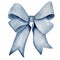 Blue ribbon bow. Watercolor Christmas decoration element. Girl hair accessory