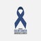 Blue ribbon colon cancer awareness month poster vector image