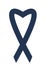 Blue ribbon with heart shape for support and attention call in awareness campaigns