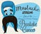 Blue Ribbon with Mustached Face for Prostate Cancer Campaign, Vector Illustration