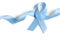 Blue ribbon symbolic prostate cancer awareness campaign and men health isolated on white with clipping path