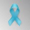 Blue ribbon vector isolated on background. Prostate cancer awareness symbol in november. Realistic b