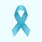 Blue ribbon vector isolated on background. Prostate cancer awareness symbol in november. Realistic b