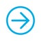 Blue right next arrow in blue circle. Icon for buttons on your web site pages