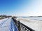 BLUE RIVER AND WHITE SNOW CANE, QUAY, CITY LANDSCAPE