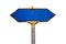 Blue road sign pole