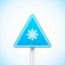 Blue road sign with snowflake