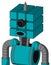 Blue Robot With Cube Head And Round Mouth And Black Cyclops Eye And Spike Tip