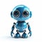 Blue robot, isolated on solid white background.