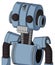 Blue Robot With Multi-Toroid Head And Teeth Mouth And Two Eyes