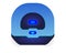 Blue robot vacuum cleaner - top view - vector full color picture. Robotic, standalone cordless vacuum cleaner. Cleaning device - a