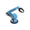 Blue robotic arm on white