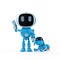 Blue robotic assistant or artificial intelligence robot with dog robot