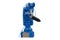 Blue robotic installed blow spray arms for paint and brush metalwork