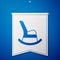 Blue Rocking chair icon isolated on blue background. White pennant template. Vector