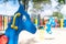 Blue rocking horse at playground