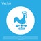 Blue Rooster weather vane icon isolated on blue background. Weathercock sign. Windvane rooster. White circle button