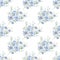 Blue rose boutonnieres hand drawn watercolor seamless pattern