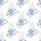 Blue rose flowers hand drawn aquarelle seamless pattern