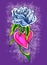 Blue rose through heart