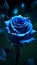 Blue Roses Adorn the Mysterious Night Generative AI