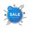 Blue round minimalist elements 50% Sale banner template design. Big sale special offer. 50% blue special offer vector illustration