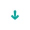 Blue rounded cartoon arrow down. flat icon. Download sign.