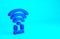 Blue Router and wi-fi signal icon isolated on blue background. Wireless ethernet modem router. Computer technology internet.