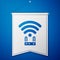Blue Router and wi-fi signal icon isolated on blue background. Wireless ethernet modem router. Computer technology internet. White