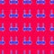 Blue Router and wi-fi signal icon isolated seamless pattern on red background. Wireless ethernet modem router. Computer