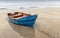 Blue rowing boat, Paternoster beach, Western Cape.