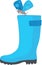 Blue rubber boot on which a blue butterfly sits, cartoon , gardening