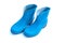 blue rubber waterproof boots on white background