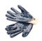 Blue rubber work gloves.