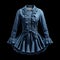 Blue Ruffle Dress With Front Bow - Hyper Realistic Photorealistic Rendering