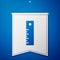 Blue Ruler icon isolated on blue background. Straightedge symbol. White pennant template. Vector Illustration