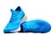 Blue runnung or sport shoes on isolated white background