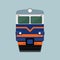 Blue russian electric train locomotive flat icon