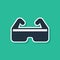 Blue Safety goggle glasses icon isolated on green background. Vector