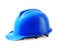 Blue safety helmet on white, hard hat isolated clipping path.