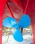 Blue sailboat propeller in a red hull