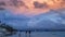 Blue sailboats at the famous Boracay island sunset to the white beach. 4K TimeLapse - August 2016, Boracay, Philippines